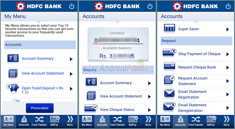 HDFC Mobile banking using paidkiya